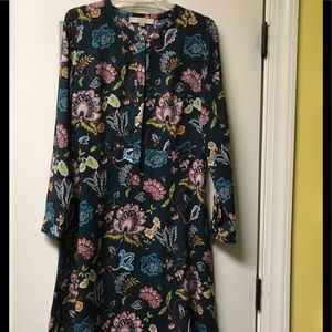 Ann Taylor dress teal floral size 6.